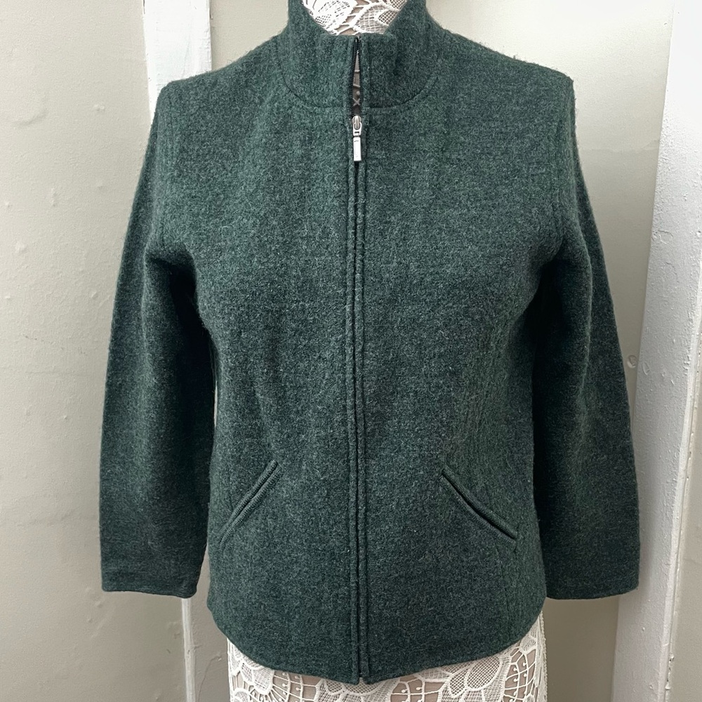 100% Felted Wool Jacket Forest Green Women’s Small